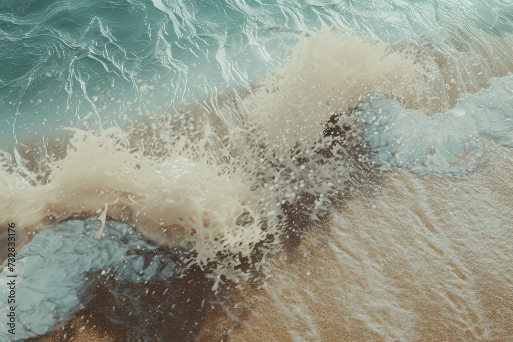 Abstract texture of ocean waves. Aqua and turquoise sea foam