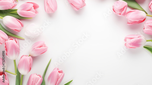 Soft Pink Tulips on White