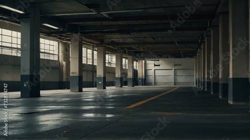 Parking area of an old office building from Generative AI