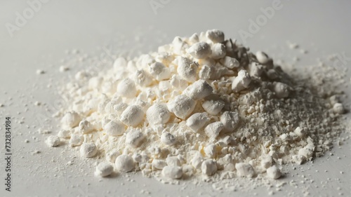 Pile of corn starch on plain white background from Generative AI