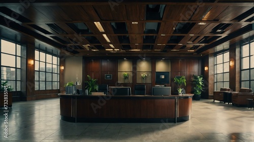 Reception area of an old office building from Generative AI