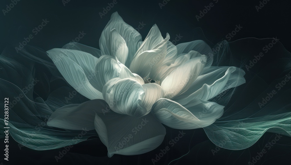An elegant white flower on a luxurious dark background
