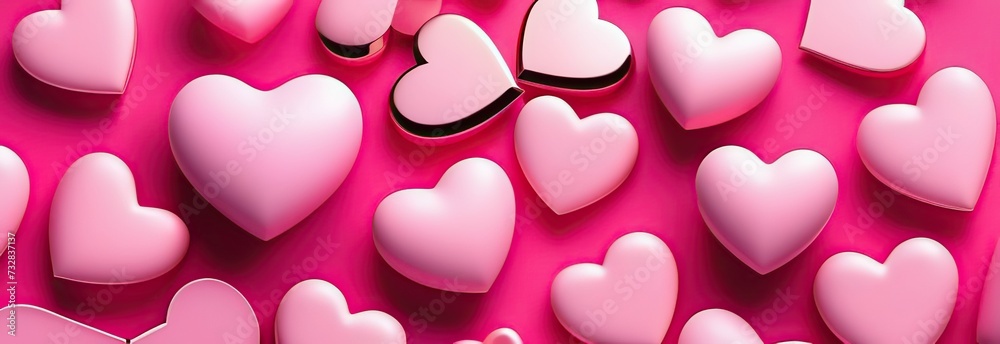 Love valentine's background with pink falling hearts over white