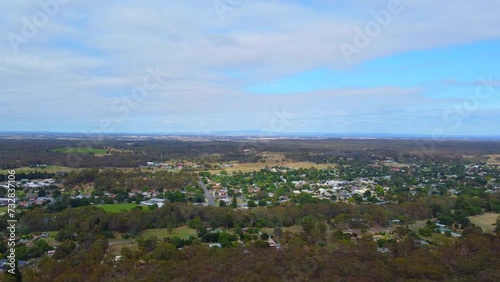 Footage Aerial view of Heathcote is a town in central Victoria, Australia, situated on the Northern Highway 110 kilometres north of Melbourne. photo