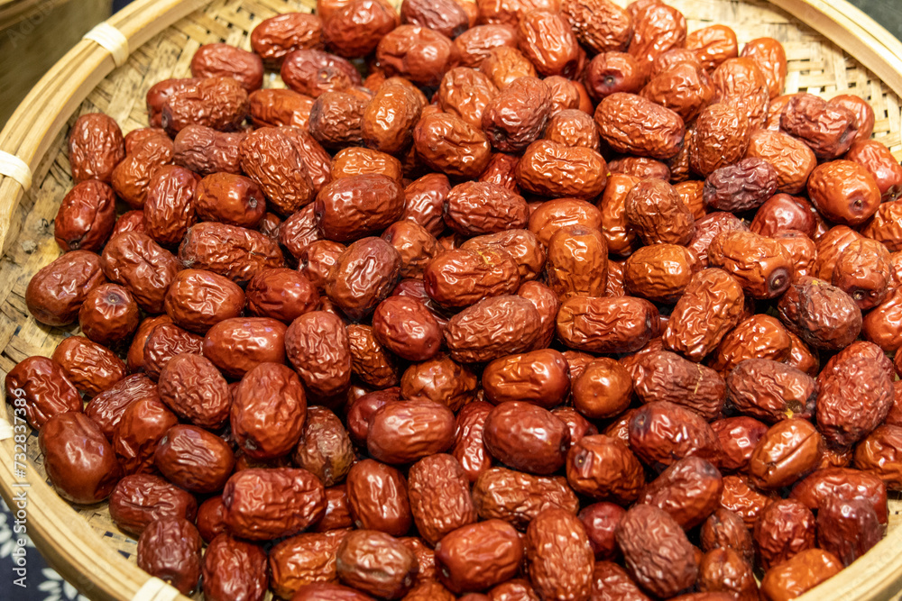Dried red date on a basket Dried red date on a basket