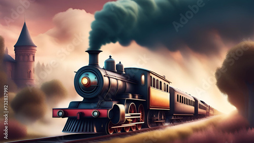 steam train at night photo