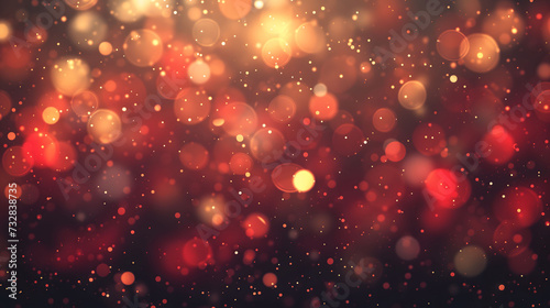 Abstract Festive Background with Red and Orange Bokeh Lights