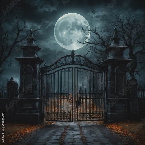 cemetery gate at full moon night_02
