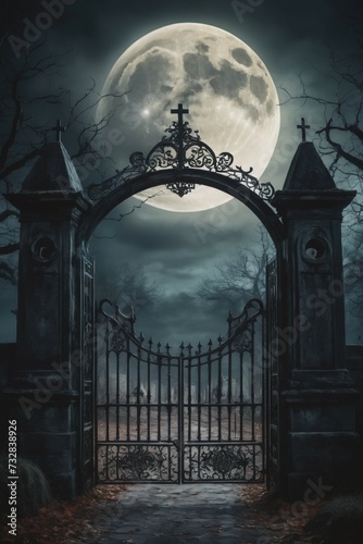 cemetery gate at full moon night_03