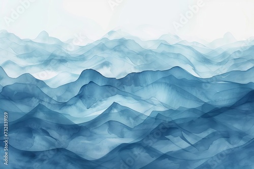 Abstract wave watercolor background in soothing blue tones Perfect for creating a calm and serene atmosphere in designs and artistic projects. © Bijac