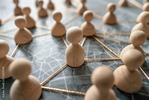 Conceptual image of human resources management Featuring a standout individual in a network of connections Symbolizing recruitment and team building