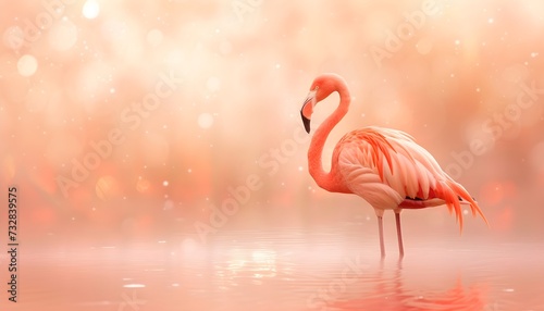 pink flamingo  photo wallpaper  peach color background  trendy color  screen saver.