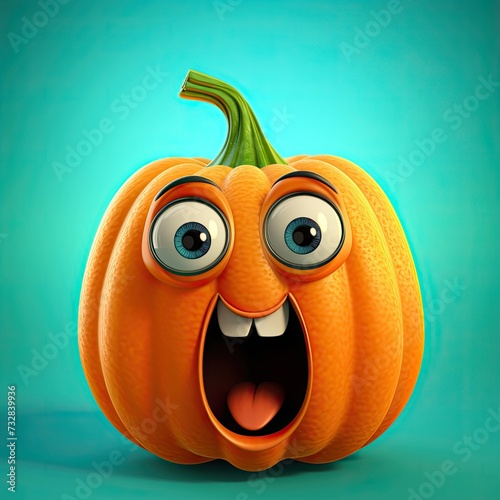 Cute Cartoon Scared Pumpkin...