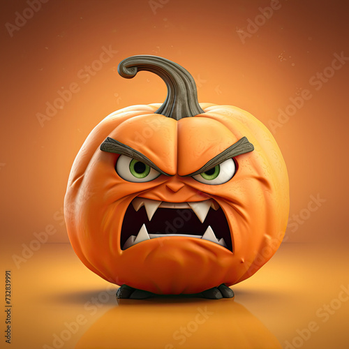 Cute Cartoon Angry Pumpkin ...