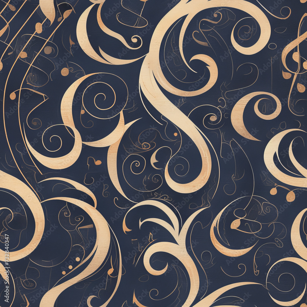 abstract patterns music, Seamless tile pattern AI art
