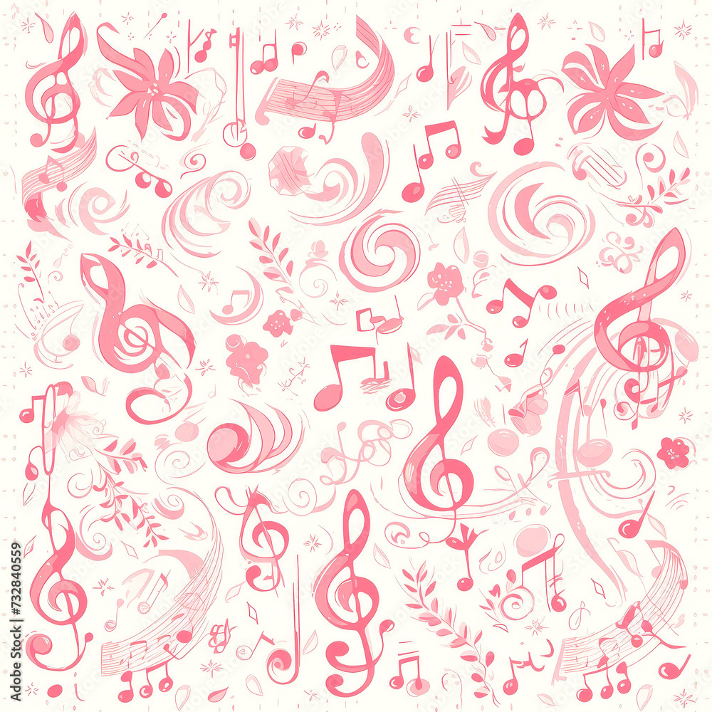 pink abstract patterns music, Seamless tile pattern AI art