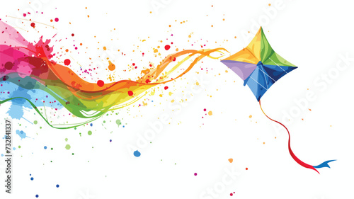 Colorful kite on white background: Illustration.