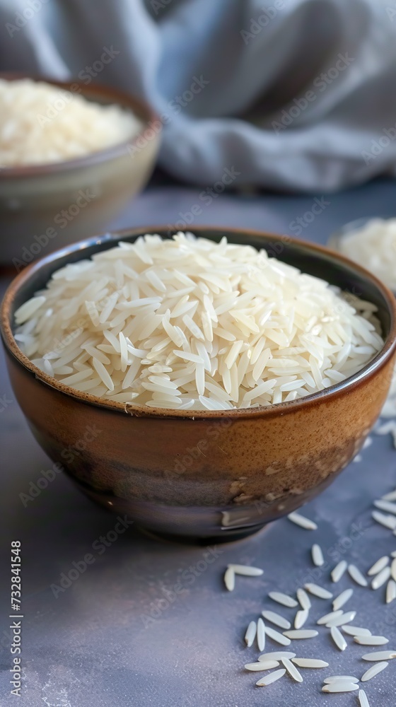 A bowl full of cooked rice exudes a comforting aroma and invites culinary delight. Soft, steaming rice grains reflect the simplicity and essence of traditional cuisine. A bowl full of cooked rice exudes a comforting aroma and invites culinary delight. Soft, steaming rice grains reflect the simplicity and essence of traditional cuisine.