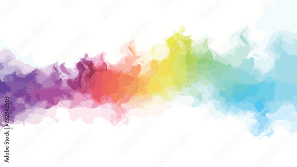 Color Rainbow With Clouds With Gradient Mesh.