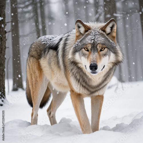 Wolf in the snow, Snowing on Wolf in a snow covered forest, wolf close up on face, wolves © SR07XC3