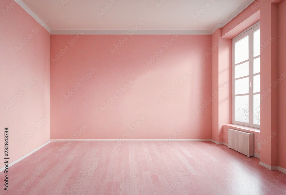 Obraz premium Soft pink empty room background with direct lighting