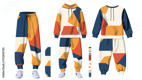 Cut and sew panel color block jogger.