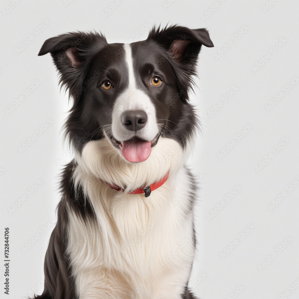 border collie sitting in front of white background