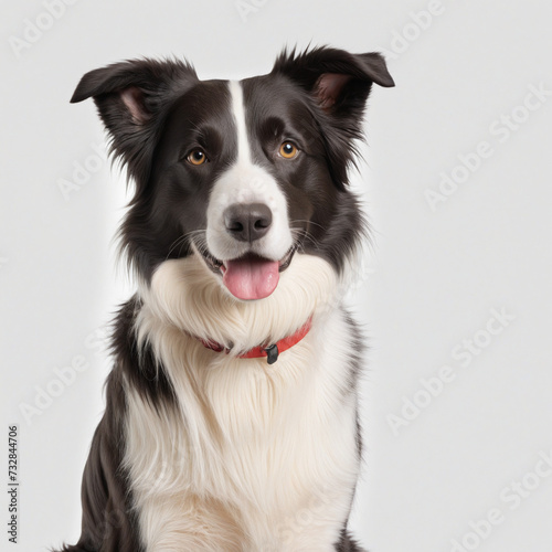 border collie sitting in front of white background © SR07XC3