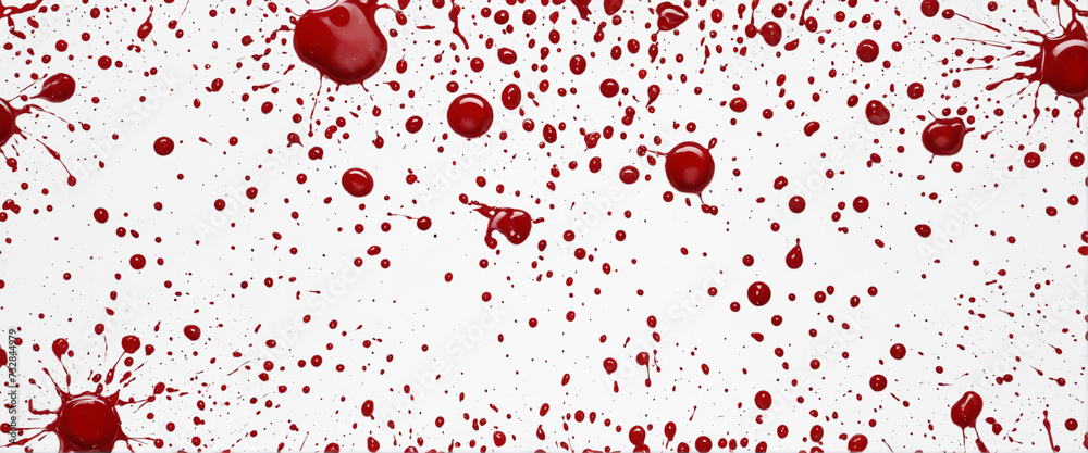 Blood drops and splatters isolated on white background with clipping mask (alpha channel) for quick isolation Blood drops and splatters isolated on white background with clipping mask (alpha channel) for quick isolation