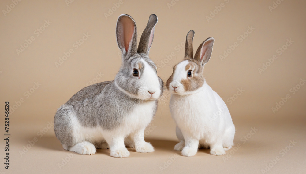 Rabbit and cute little bunny, cut out Rabbit and cute little bunny, cut out