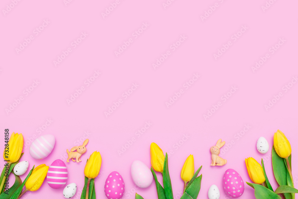 Easter eggs concept gift card background