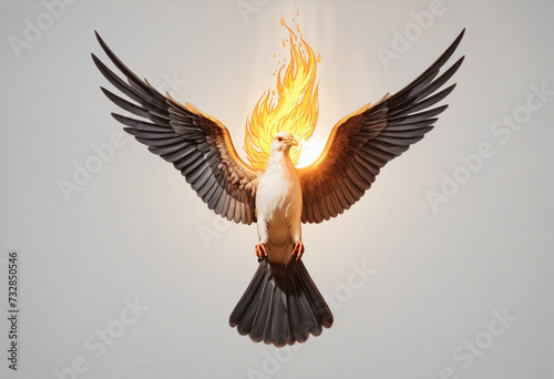 Winged dove in flames, a representation of the New Testament Holy Spirit © SR07XC3