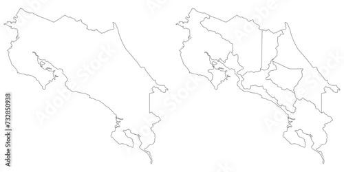 Costa Rica map. Map of Costa Rica in white set