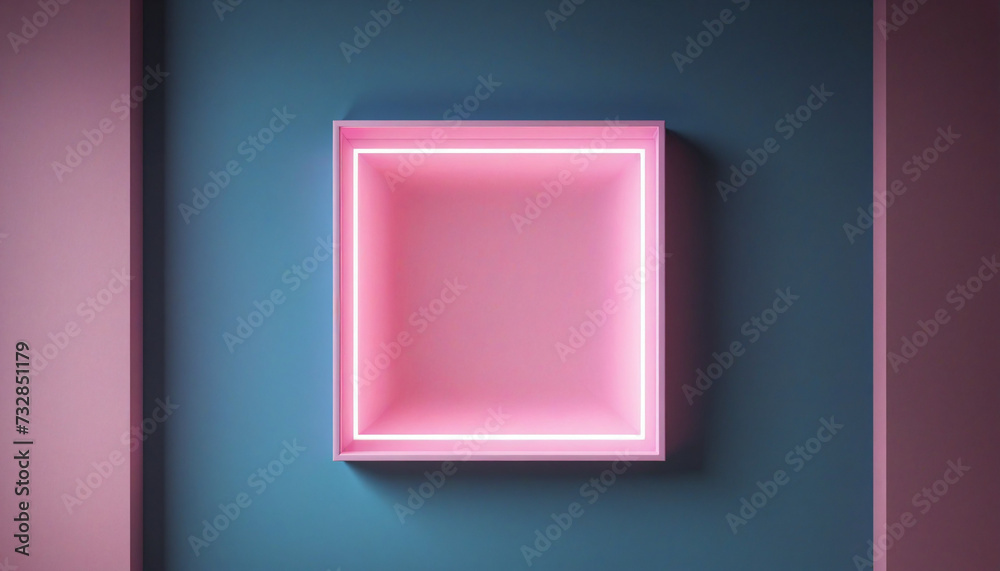 Three-dimensional neon clouds in a futuristic square frame with ultraviolet lightning and copy space, creating a surreal and dramatic atmosphere Three-dimensional neon clouds in a futuristic square frame with ultraviolet lightning and copy space, creating a surreal and dramatic atmosphere