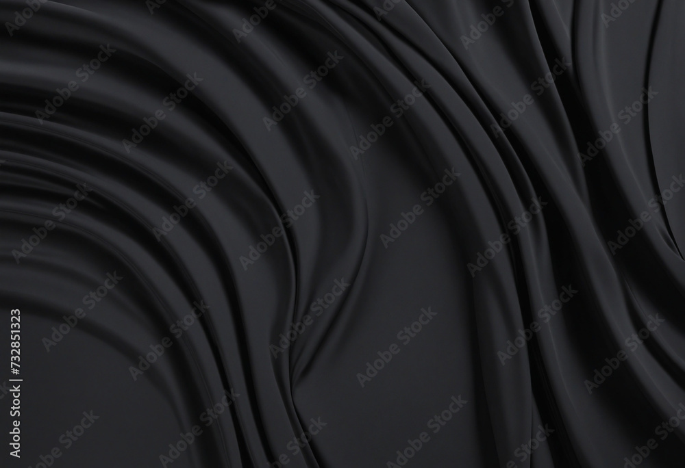 Fototapeta premium Elegant Black Satin Wave Background: A Luxurious and Stylish Soft Material Design