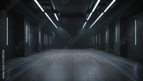  Neon-lit corridor in a futuristic industrial studio 