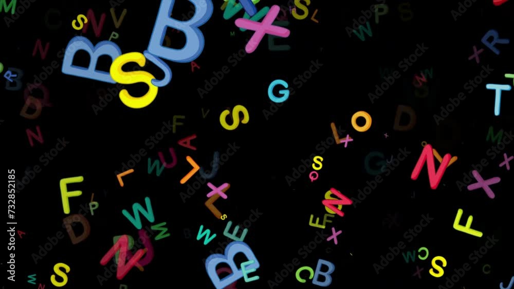 Alphabets Letters. English Alphabets Letters Flying. Seamless Loop 