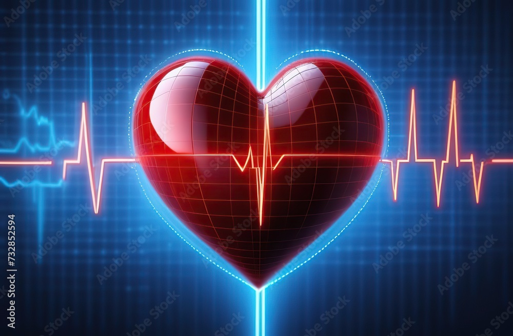 Abstract heart and digital cardiogram curve as a symbol of cardiovascular health. Background Abstract heart and digital cardiogram curve as a symbol of cardiovascular health. Background