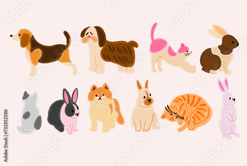 set of funny cartoon animals