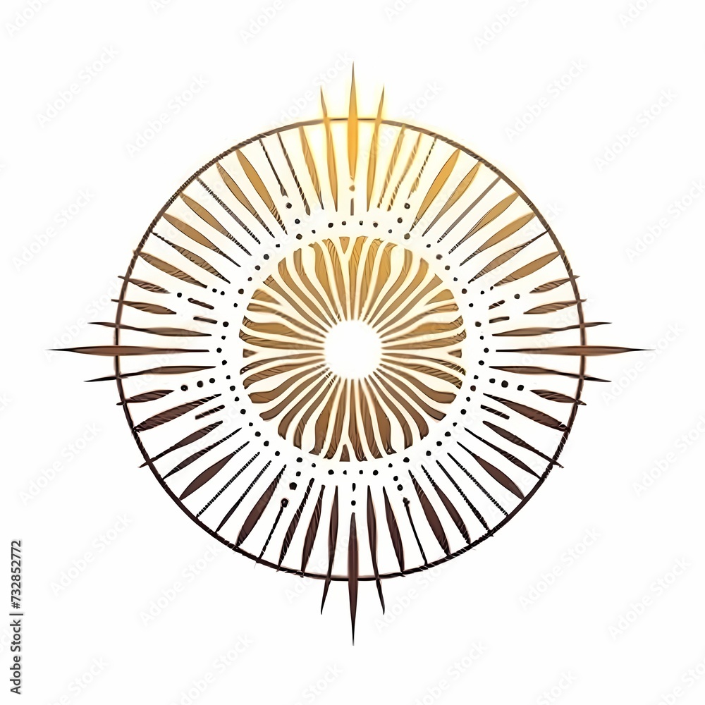 Abstract Golden Sunburst Emblem with Intricate Geometric Pattern
