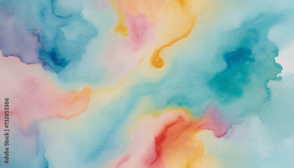 Fototapeta premium Dreamy pastel watercolor background in high-coloured gradients and gentle fluid lines