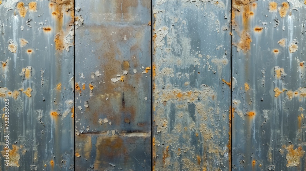 Textured shot of a naturally corroded galvanized steel panel, focusing on the patina and rust patterns Textured shot of a naturally corroded galvanized steel panel, focusing on the patina and rust patterns