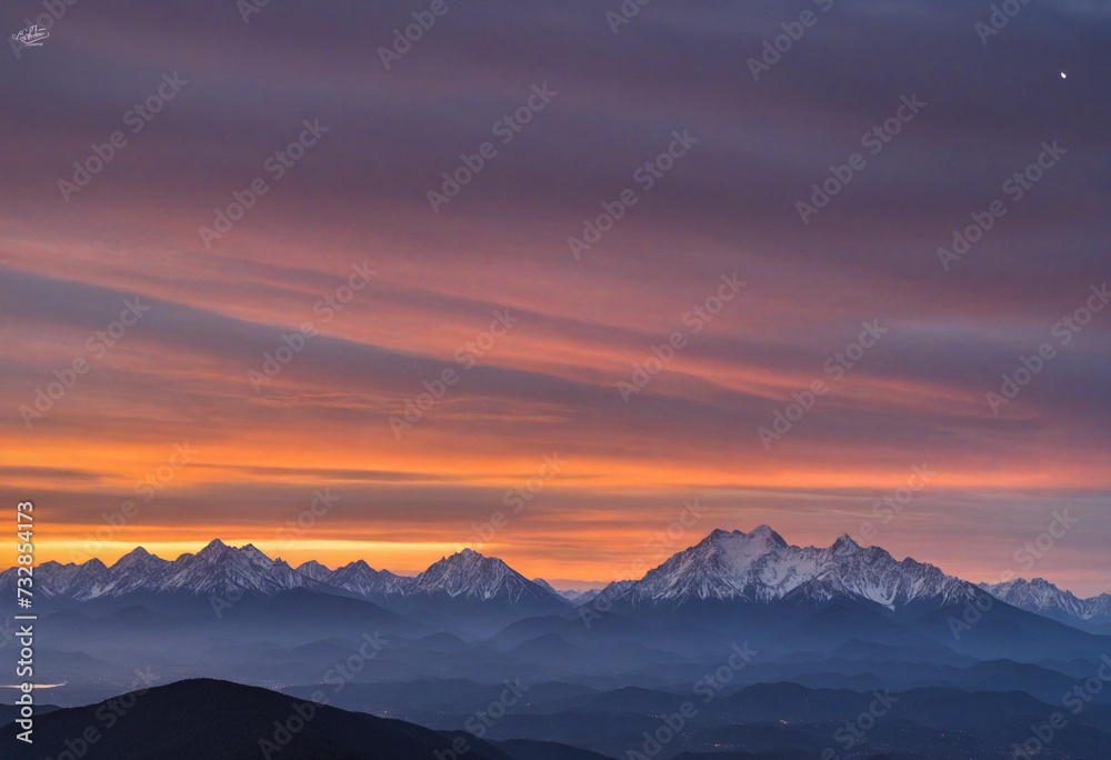 Sunset Majesty: Mountain Silhouettes