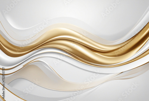 Elegant Abstract White and Gold Wavy Background for Design and Decoration Purposes photo