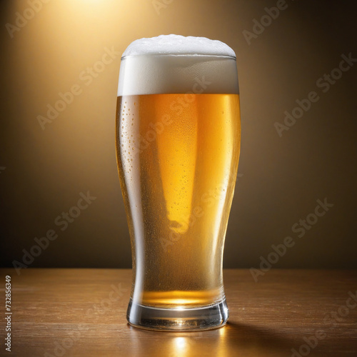 Transparent background isolated glass of light beer with droplets