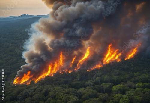Forest conflagration in tropical region