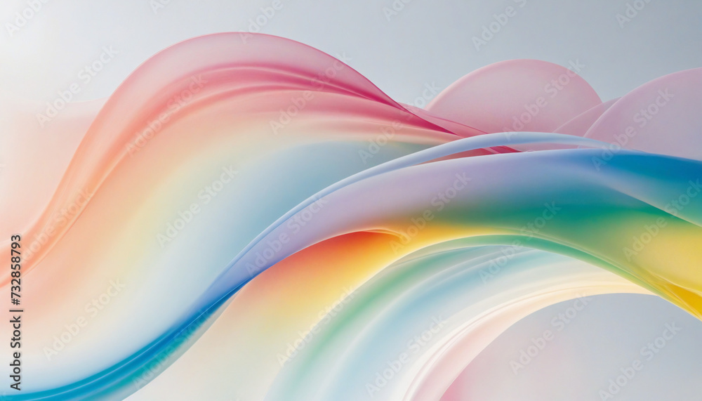 Light and delicate rainbow waves creating an abstract background with a sense of serenity, showcasing ample empty space for a serene composition. Light and delicate rainbow waves creating an abstract background with a sense of serenity, showcasing ample empty space for a serene composition.