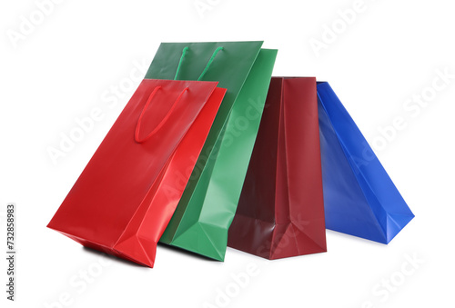 Colorful paper shopping bags isolated on white