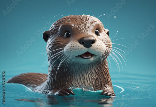 Cute 3D cartoon of otter character © SR07XC3