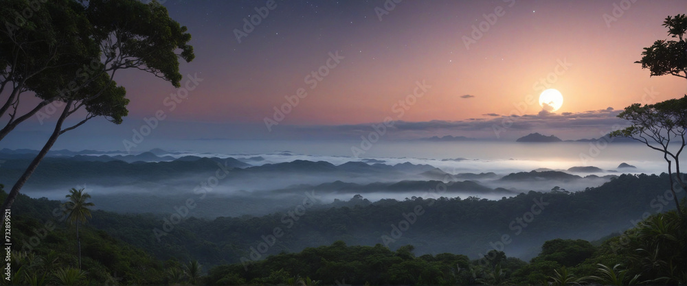 Misty Rainforest Scene at Night from Creative Software
